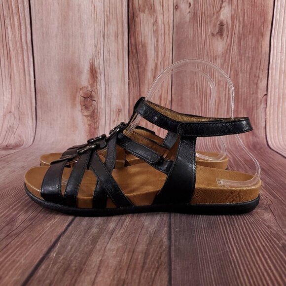 Dansko Size 38 US 7.5-8 Jolene Black Glazed Kid Leather Sandals Gladiator Strap - Picture 2 of 15